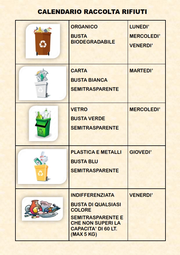 Calendario Raccolta differenziata